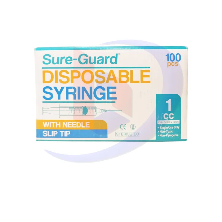Disposable Syringe (Sure Guard) 25g x 5/8 (0.5 x 16mm) 1CC 100's