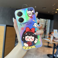 เคสโทรศัพท์พร้อมใช้สำหรับ Vivo Y27เด็กผู้หญิงเคสโทรศัพท์สลายเลเซอร์ลายการ์ตูนสโนว์ไวท์สีรุ้งโปร่งใสขอบบางเฉียบ TPU นุ่มมากเคสกันกระแทกมีสีสันเคสปลอกบัตรเลเซอร์ในตัว