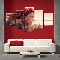 5แผง Native Arrow Lady Woman Decor ผ้าใบรูปภาพ Wall Art HD พิมพ์5ชิ้นภาพภาพวาดสำหรับตกแต่งบ้าน-Room Decor-ไม่มีกรอบ