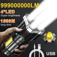 sell well feytu308 - / ไฟฉาย LED USB ชาร์จ4LED พลังงานสูง Super Bright ไฟฉายกลางแจ้งแบบพกพายุทธวิธีแสงซังไฟฉาย LED