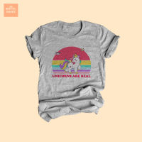 เสื้อยืดสกรีนลาย Unicorns are real เสื้อยืดยูนิคอร์น เสื้อยืดวัยรุ่น น่ารักๆ ไซส์ S - XXL