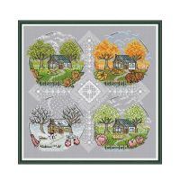 ❄۩ FA115 Four seasons cross stitch kit aida 14ct 11ct count print canvas cross stitches needlework embroidery DIY handmade