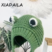 【YD】 2020 womens hats winter with pompon Frog Hat Crochet Large Knitted for girls Costume Beanie christmas fashion Hats Cap