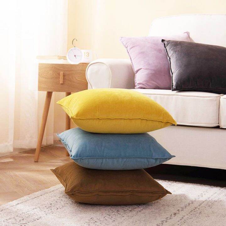 1 PC Throw Pillow Square Plain Color Pillow Comfortable Bedroom Throw