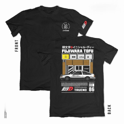 เสื้อยืดผู้ชาย  sport T-shirt เสื้อยืดผ้าฝ้ายพิมพ์ลายแฟชั่น [GRAPHIC Tee ] INITIAL D, FUJIWARA TOFU เสื้อยืด ออกแบบเอง (XS ถึง 5XL)