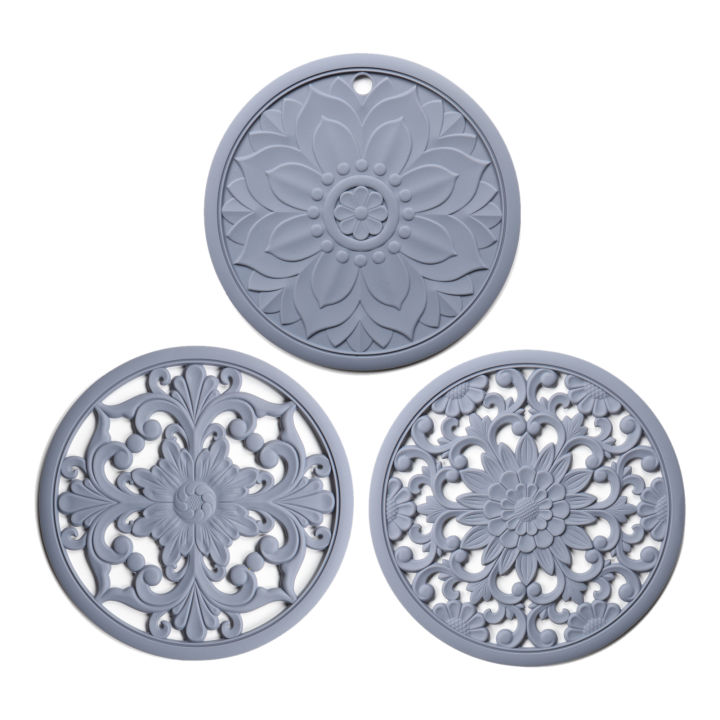 3pcs-modern-kitchen-trivet-mat-intricay-carved-hanging-silicone-heat-resistant-portable-home-cooking-hot-pot-dining-table
