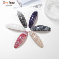 COME SHINE 6 Pcslot Striped Barrette Spring clip for girls hair clips set High-end cracked French acrylic oval Hairpins