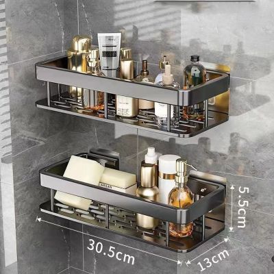 【CC】 Shelf No-drill Wall Mounted Shelves Shampoo Storage Rack Holder for Shower Aluminum Organizer Accessories