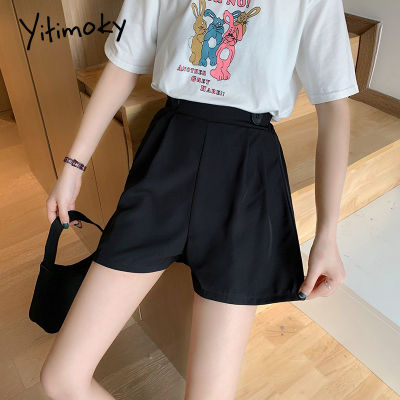 New 5XL high waist shorts women Elastic Waist Loose Solid 2 Button Preppy Style black red Japanese korean fashion