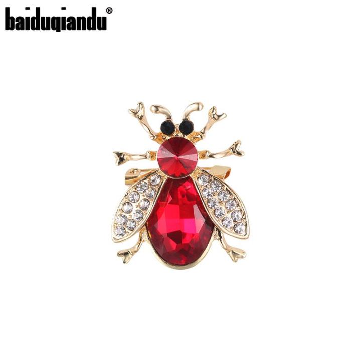 baiduqiandu-เข็มกลัดเข็มกลัดรูปผึ้งแมลงคริสตัลสีแดงน่ารักสำหรับผู้หญิงหรือเด็กผู้หญิง
