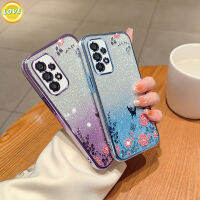 เคสโทรศัพท์ดอกไม้แวววาวหรูหราสำหรับ Samsung A73 5G ฝาครอบป้องกันซองนุ่มกันกระแทก