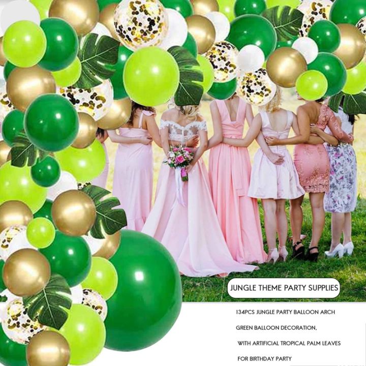 134pcs-jungle-party-balloon-arch-green-balloon-decoration-with-artificial-tropical-palm-leaves-for-birthday-party
