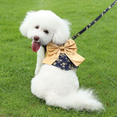 ♣ Pet Harness Manufactor ขายส่งสไตล์ญี่ปุ่น Bowknot Dog Leash Vest Dog Harness Dog Leash