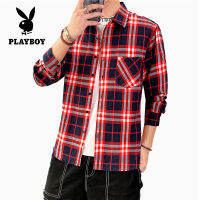 เสื้อผู้ชาย Playboy เสื้อเชิ้ตตาข่ายลำลอง Four Seasons