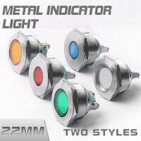 25mm Metal LED Indicator Light Flat Head With Screw Foot Stainless Steel Waterproof Highlight Signal Light 5V 12V 220V