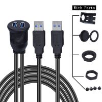 USB 3.0 Port Kabel Ekstensi Pria Ke Wanita Tahan Air Flush Mount Adaptor Dock USB Ganda Wajan Dasbor untuk Mobil Motor