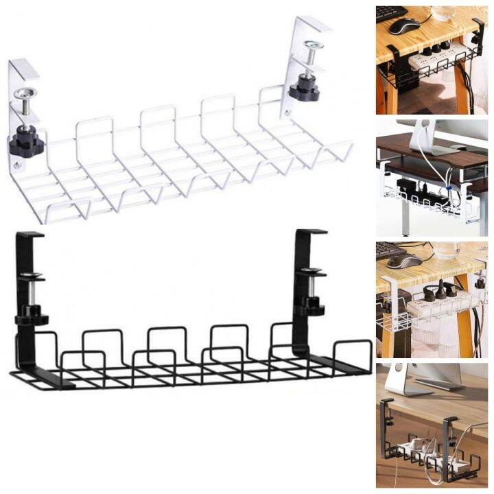 No Drill Under Desk Cable Management Tray Under Desk Cable Organizer ...