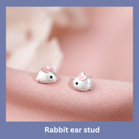 ต่างหูเงิน Rabbit ear stud  ต่างหูรูปกระต่าย