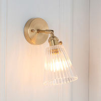 Nordic Simple Brass Glass Wall Lamp Japanese Retro Model Room Restaurant Bedroom Bedside Ho Small Umbrella Wall Lamp