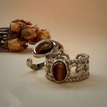 Amber Rings | Green & Congac Amber Sterling Silver Rings