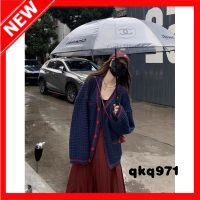 qkq971 Sweaters For Women Waffle Sweater Coat Female Lazy Wind Spring And Autumn Outside The Loose V-Neck Knitted Cardigan 2022 New