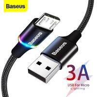 Baseus สายไมโคร USB ไฟ LED 3A ชาร์จเร็ว,สายชาร์จไมโคร USB สำหรับสายไฟโทรศัพท์มือถือ