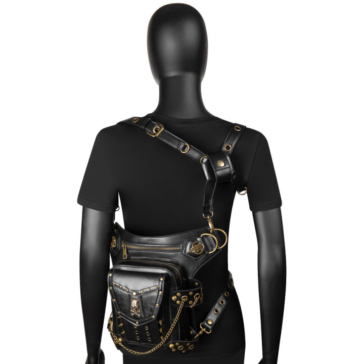 foreign-trade-new-street-trend-womens-shoulder-bag-skull-rivet-crossbody-motorcycle-bag-mobile-phone-running-bag