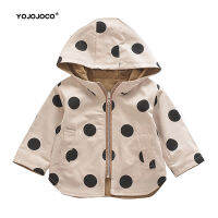 0-5Y Spring And Autumn Childrens Double-Sided Windbreaker Jacket For Men And Women Baby Polka Dot Printing Zipper Hooded Jacket