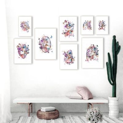 Human Anatomy Posters and Prints Lungs Watercolor Canvas Painting Doctor Gifts Wall