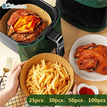 Air Fryer Paper Liner Disposable: 100PCS 8 Inch Airfryer Insert Parchment  Paper Sheets, Grease and Water Proof Non Stick Basket Liners for Baking