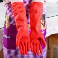 Accessories Waterproof Rubber Washing Wash Dishes Latex Gloves Household Gloves Kitchen Long Sleeve