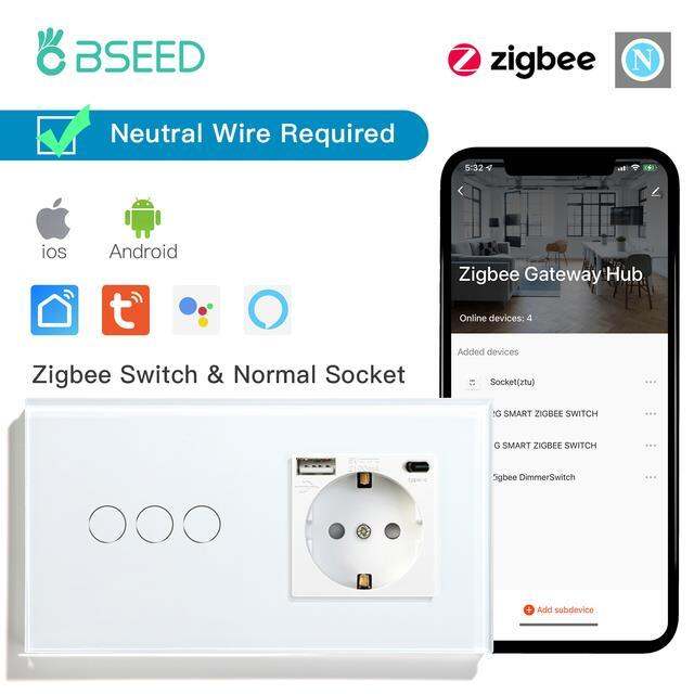 bseed-zigbee-switches-1-2-3gang-smart-light-switch-eu-wall-sockets-wall-touch-switches-multi-control-tuya-smart-life-app-alexa