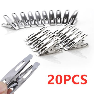 20Pcs Stainless Steel Clothes Pegs Washing Clips Household Clothing Sealing Clip Windproof Clips Hang Pins Metal Clips Clamps