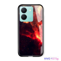 พร้อมเคสโทรศัพท์สำหรับ Vivo Y27 5G A78 OPPO 4G เคสกาแลคซีออโรร่ากันกระแทกกระจกเทมเปอร์ฝาหลัง