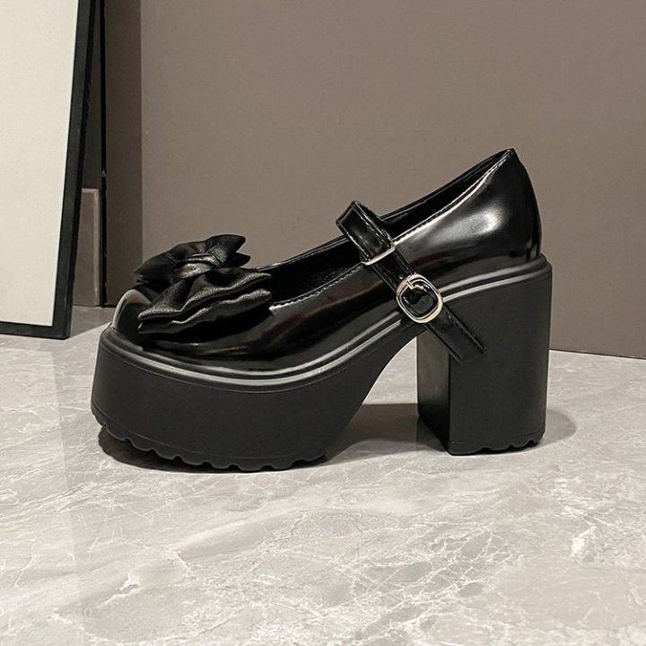 kaidewemak-ส่งจากไทย-รองเท้าหนังแมรี่เจน-ส้นสูง-ส้นหนา-ประดับโบว์-ขนาดเล็ก-แฟชั่นฤดูใบไม้ผลิ-สไตล์ฝรั่งเศส-สําหรับผู้หญิง