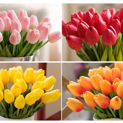 PU Tulips Artificial Flowers Home Garden Bedroom Bouquet Real Touch Decoration Party Wedding Ceremony Fake Flower Decoration