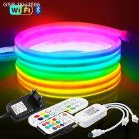 ☏☢แถบเชือก16ig3506สีแดง RGB Lâmpada Tubo De ซิลิโคน Impermoável WiFi Controle ชุด Remoto Inteligente WS2812B 24V