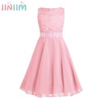 iiniim Girls Kid Sequined Lace Chiffon Dress Sleeveless Flower Girl Dress Princess Pageant Wedding Vestidos Birthday Party Dress