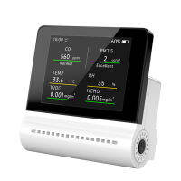 NOYAFA JSM16 5-In-1 PM2.5หน้าจอที่มีคุณภาพอากาศในครัวเรือน/CO2/HCHO/เครื่องตรวจจับ TVOC เครื่องวัดความชื้นและอุณหภูมิเครื่องวัดอุณหภูมิบนเดสก์ทอปไฮโกรมิเตอร์แบบชาร์จไฟได้เครื่องวิเคราะห์ฟอร์มาลดีไฮด์ตรวจสอบแบบเรียลไทม์