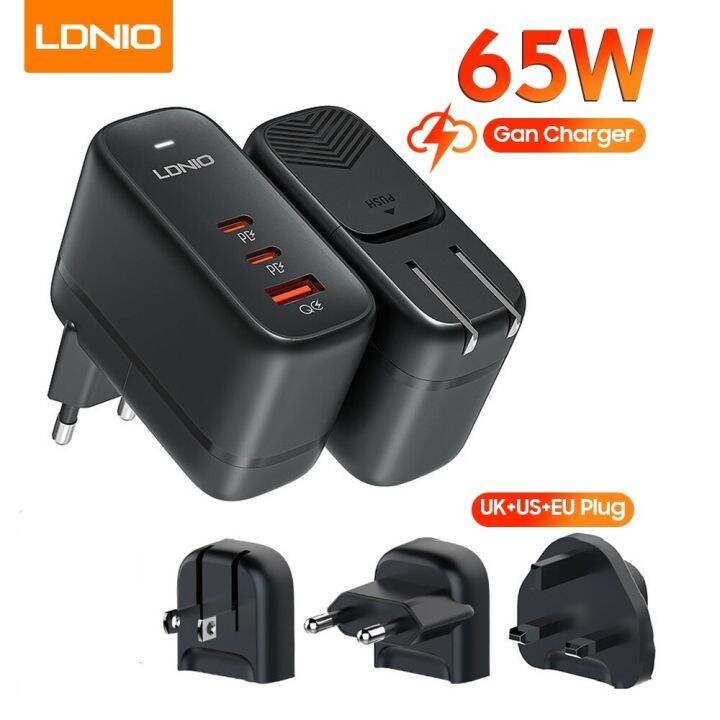 ldnio-65w-ตัวชาร์จ-pd-อะแดปเตอร์2-type-c-พอร์ต-usb-โทรศัพท์มือถือเวลาเดินทางเดสก์ท็อปปลั๊กสหรัฐฯยุโรปสหราชอาณาจักรเครื่องชาร์ตแบบเร็วสำหรับแล็ปท็อป