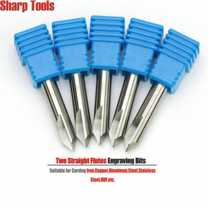 6x0.5mm 90 Angle 2 Straight Flute V Groove Milling Cutter Metal Steel