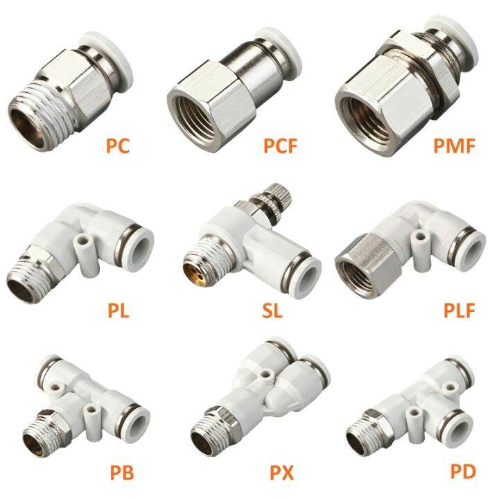 pneumatic-fitting-pipe-connector-high-quality-white-hose-fittings-1-4-1-2-6mm-8mm-bsp-thread-quick-coupling-air-tube-connectors