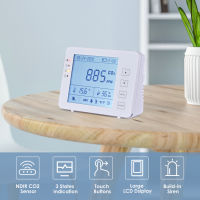 【100% Original】Air Quality Detector Temperature And Humidity Wall Mounted Carbon Dioxide Detector Air Quality Monitor, NDIR Sensor, Data Recorder,Equipped With Alarm，Time And Date, 0-5000ppm (Including Battery)