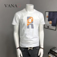 VANAQ เสื้อยืดแบบหลวมสำหรับผู้ชายแขนลำลองขาสั้นพิมพ์ตัวอักษรเสื้อผ้าคู่รัก