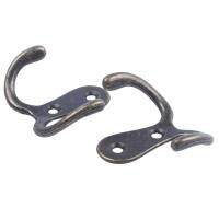 2 x Screw hook Retro metal double hook Metal wall mount hanger coat Antique bronze for hats