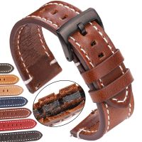 Watchband Women Men For Samsung Galaxy Smart Watch 3 4 Strap 18mm 20mm 22mm 24mm Oil Wax Cow Leather Wrist Band Accessories