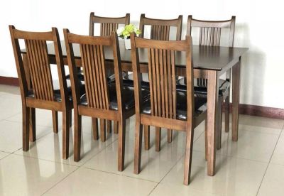 ชุดโต๊ะอาหาร HAVANA ขนาด 6 ที่นั่ง // MODEL : TB#711-OX ดีไซน์สวยหรู สไตล์เกาหลี เก้าอี้หลังสูง สินค้าขายดี แข็งแรงทนทาน ขนาด 90x180x75 Cm