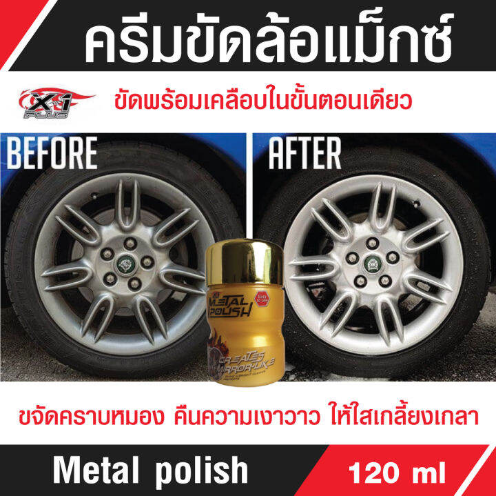 น้ำยาขัดล้อแม็กซ์เอ็กซ์วันพลัส-x-1plus-metal-polish-ขัดโครเมี่ยม-ขัดเงาโลหะ-สเตนเลส-ขัดพร้อมเคลือบในขั้นตอนเดียว