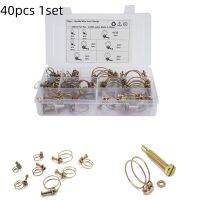 ✆☬♨ 40Pcs/1Lot M12/16/19/22/25/29/32/38 Adjustable Pipe Clamp Double Wire Hose Clip Plumbing Fastener Hardware Kit