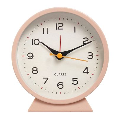 4.5 Inch Battery Operated Antique Retro Analog Alarm Clock, Small Silent Bedside Desk Metal Clock with Light